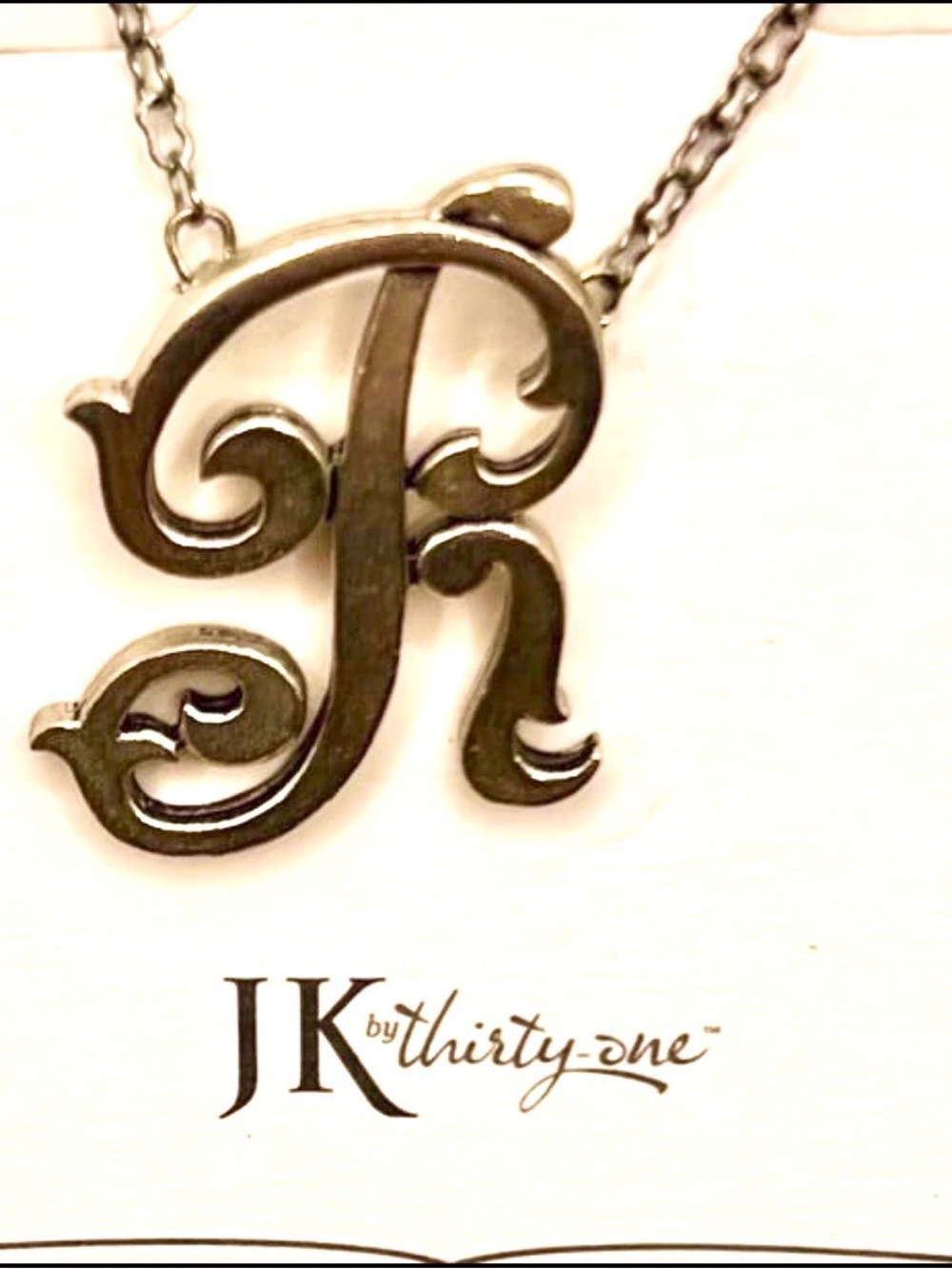 “R” - Pewter Initial necklace- by Jk Thirty One - Picture 2 of 5